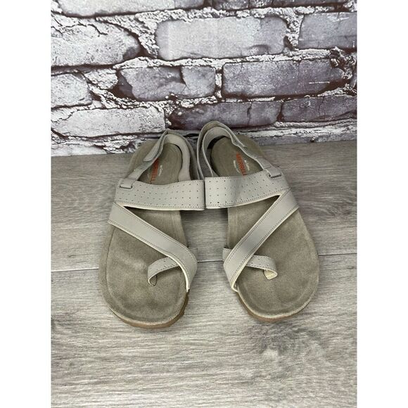 Merrell Aluminum Grey Suede Synthetic Toe Strap Foam Sandals Women Sz 9M US/40EU - Picture 10 of 16